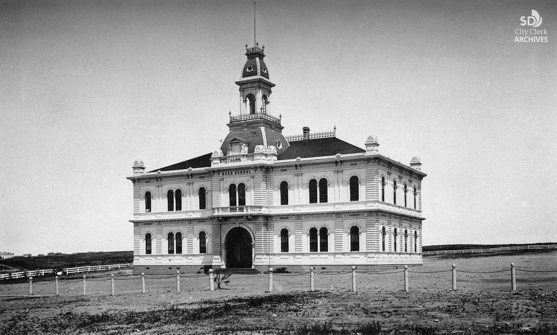 Russ Public School in San Diego in 1887, predecessor of San Diego High School