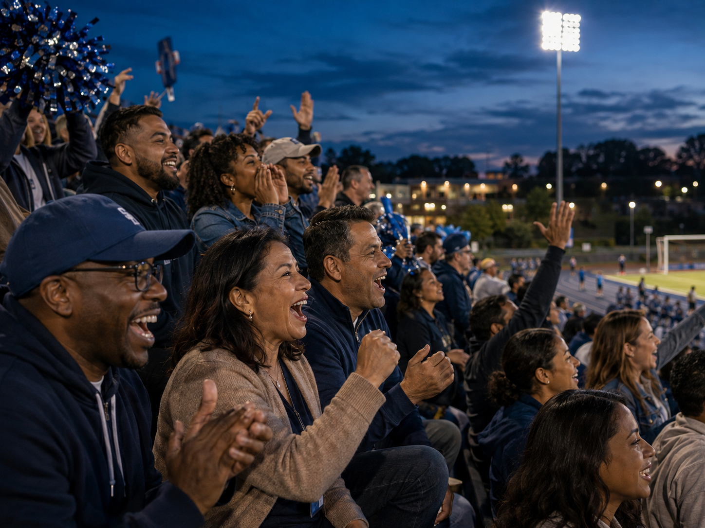 Caver supporters cheering at a school sports event
